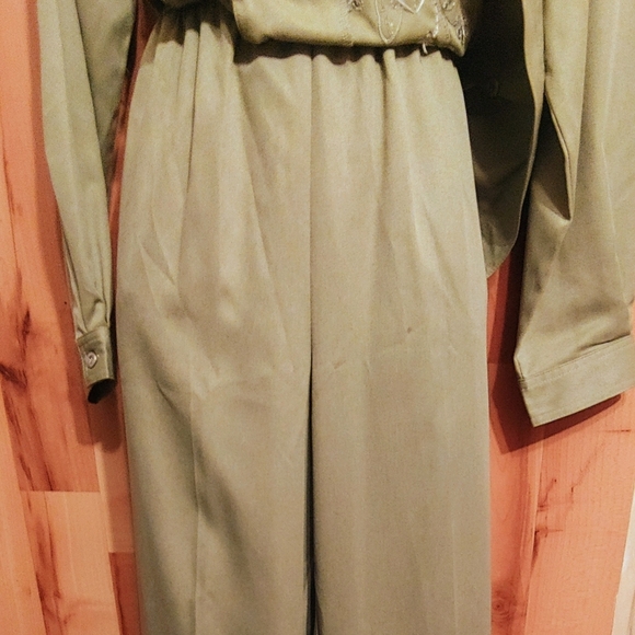 Alfred Dunner 12 Womens Two Piece Pant Suit Green - Picture 7 of 8